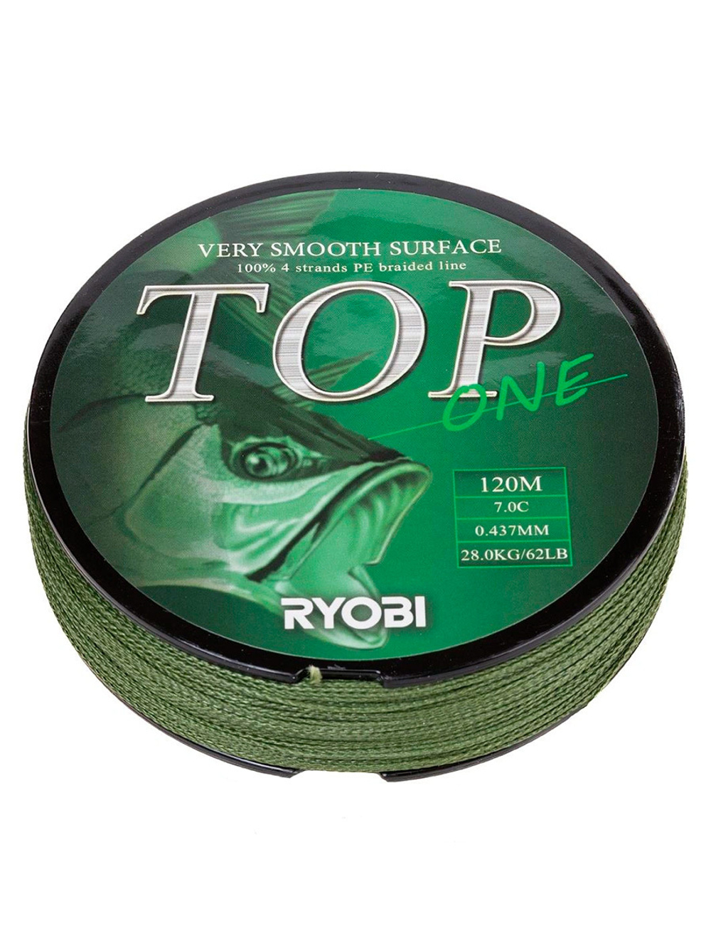 Шнур плетеный для рыбалки Ryobi TOP PE4X-120M Dark green 0.6/d-0.128mm