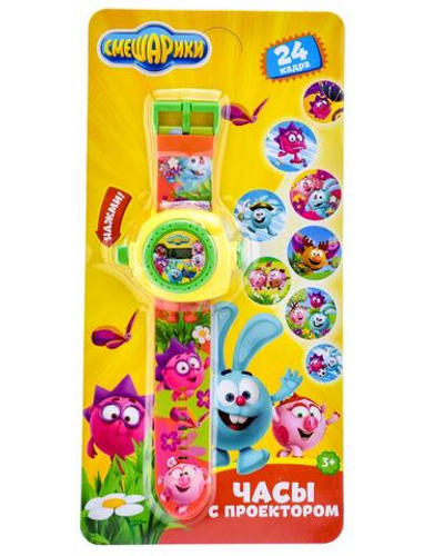 Развивающие часы "Смешарики" с проектором, 24 кадра, цвет в ассорт. (Умка)