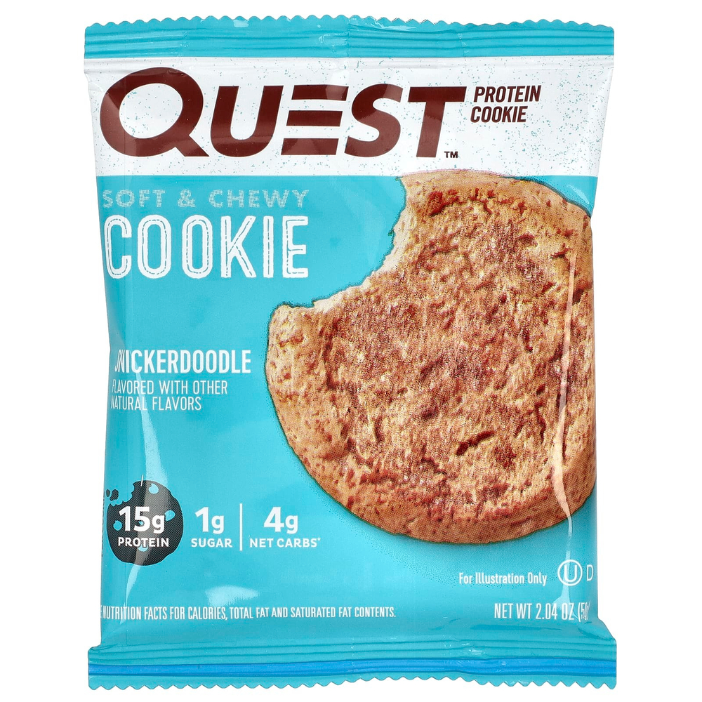 Quest Nutrition, протеиновое печенье, со вкусом печенья сникердудл, 12 шт по 58 г (2,04 унции)