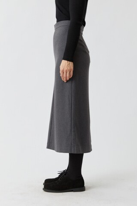 Юбка с разрезом серого цвета из шерсти
