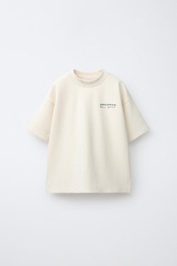 ZARA КОМПЛЕКТ ИЗ ФУТБОЛКИ И ШОРТОВ ИЗ ТКАНИ ИНТЕРЛОК, ЭКРЮ