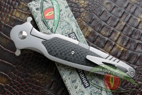 Складной нож REPTILIAN Магистр 1-2 c клинком из стали D2, рукоять карбон