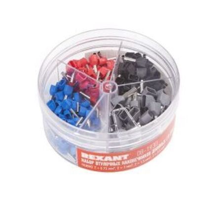 Набор втулочных наконечников двойных НШВи(2) (2х0.75 мм²; 2х1 мм²; 2х1.5 мм²; 2х2.5 мм²) в боксе (ТE