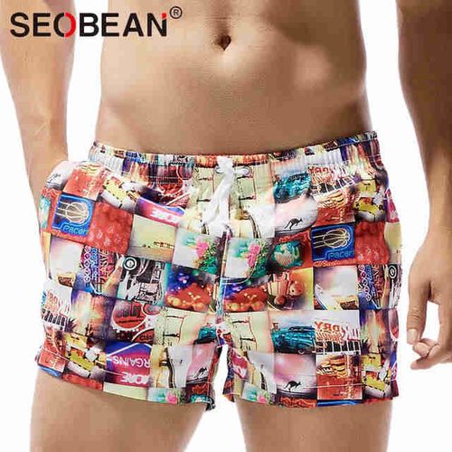 Мужские шорты красные с принтом Seobean 30230