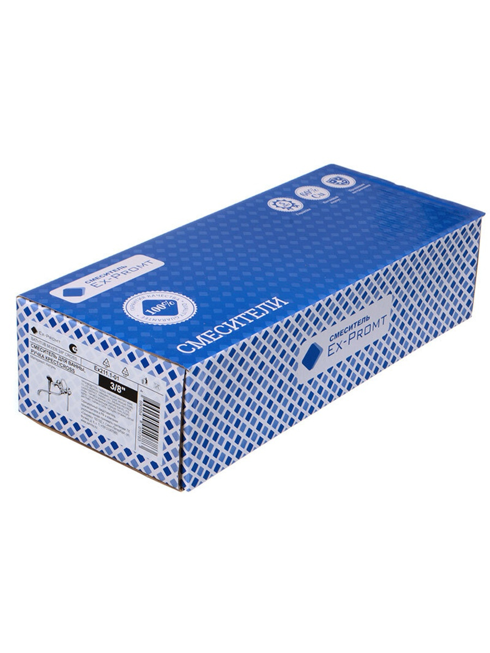 Смеситель для ванны Ex-Promt пластик ручка Крест/Cross 3/8" керамика, перекл.душа картридж Ex211.1-0