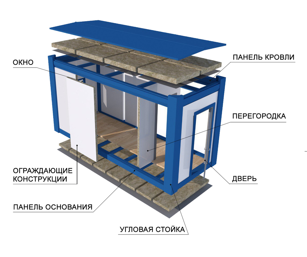 Вагон-дом 6х3м жилой на 6 человек с тамбуром