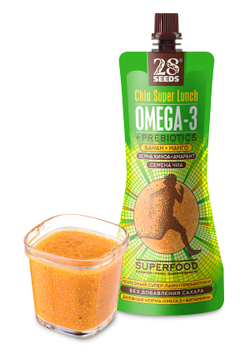 Супер-ланч 28SEEDS, смузи без сахара Чиа ОМЕГА-3 Банан + Манго, 10 шт, пп