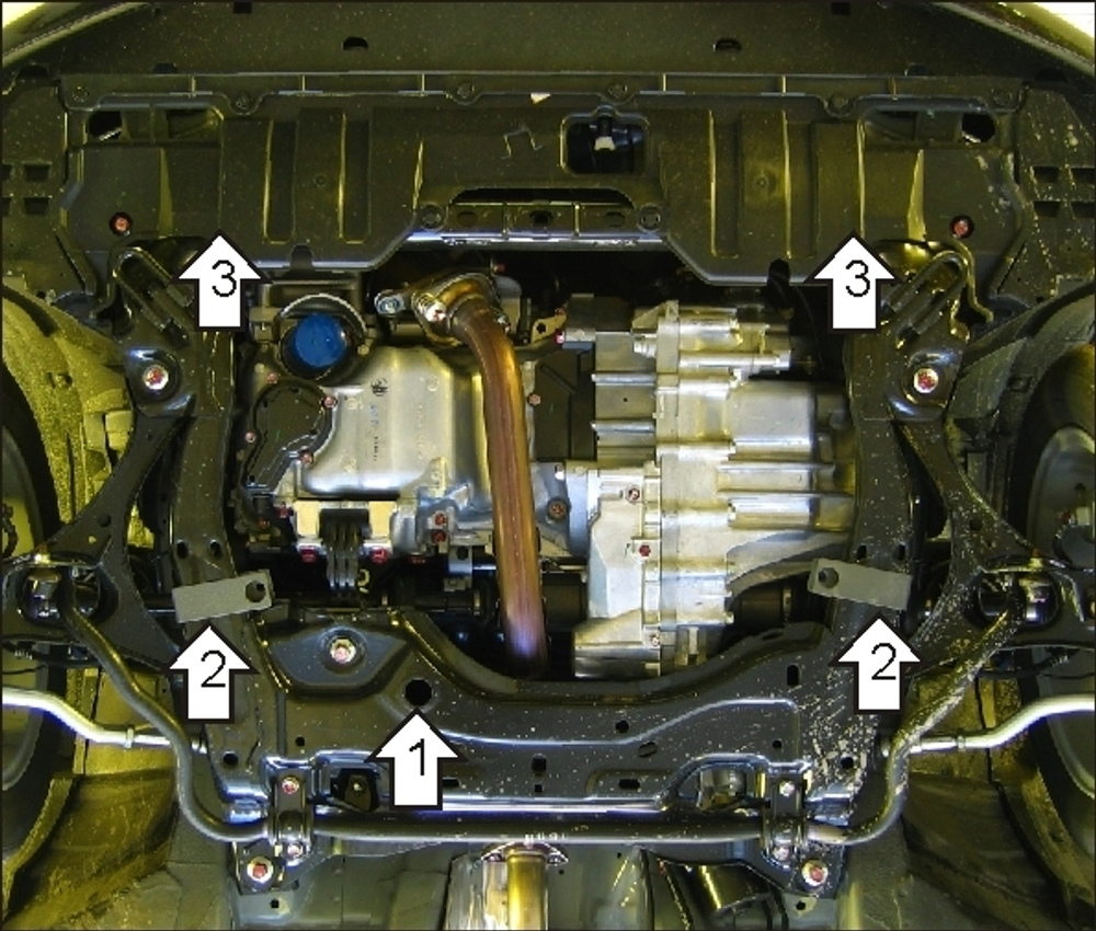 Защита картера Двигателя, КПП. 5 мм, Алюминий. для Honda Civic VIII 2005-2012 MOTODOR.30802