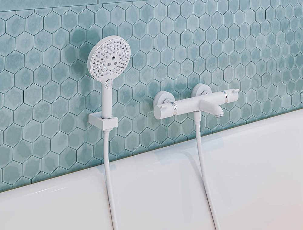 Смеситель для ванны Hansgrohe Ecostat Comfort 13114700 с термостатом белый матовый
