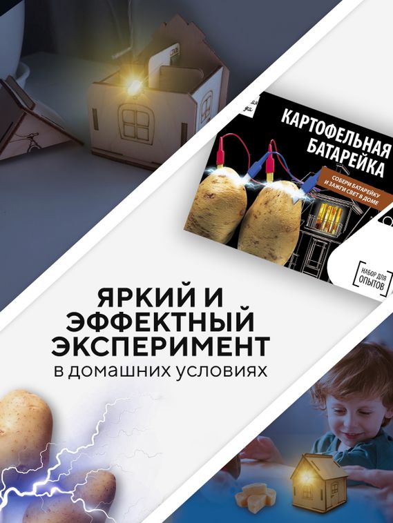 Набор для опыта для детей Картофельная батарейка