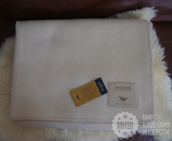 Одеяло тканое из 100% шерсти кашемира 150х200 см. (ERDENET) ЛЮКС - кремовое