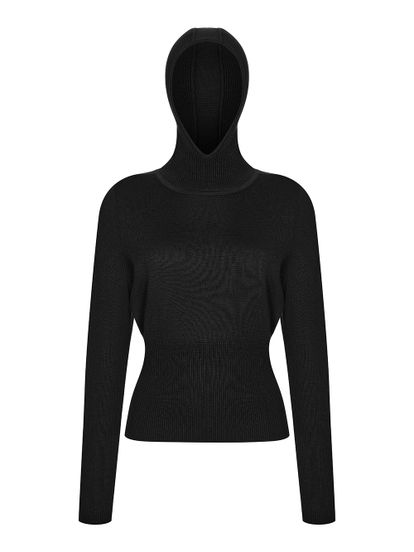 Женский свитер черного цвета из шелка и кашемира - фото 1