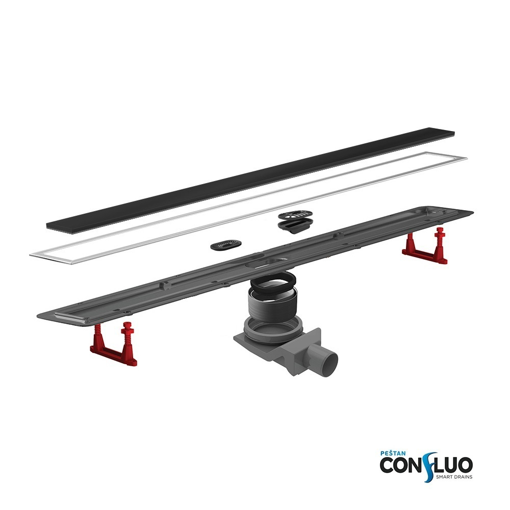 Душевой лоток Pestan Confluo Premium Black Glass Line 550