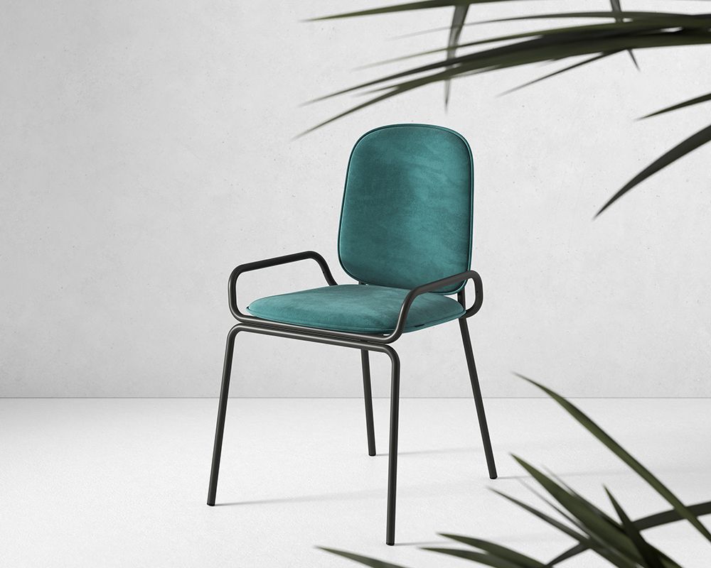 Стул Ror, 2 Frame, велюр, черный/зеленый