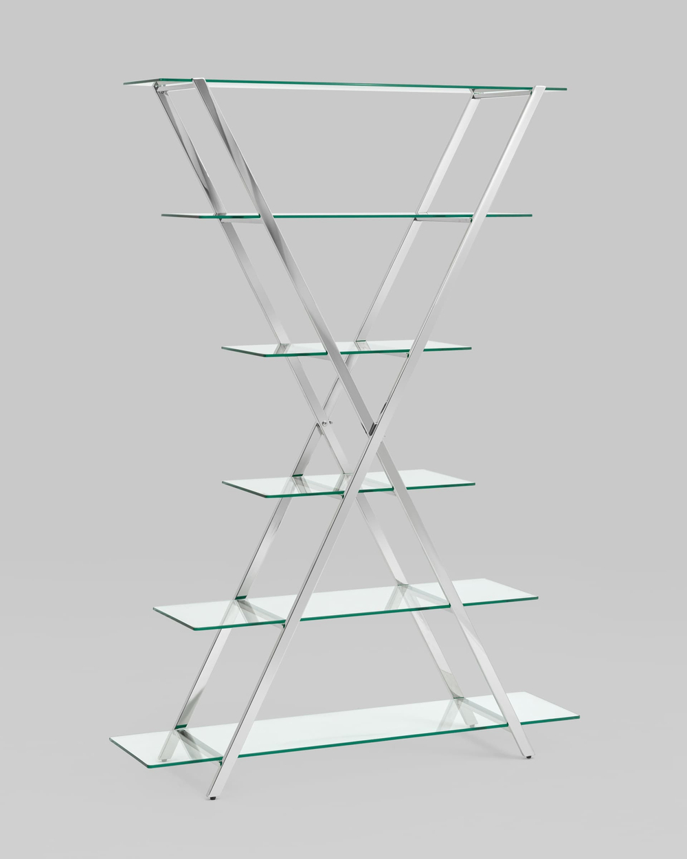 Стеллаж Гейт прозрачное стекло сталь серебро