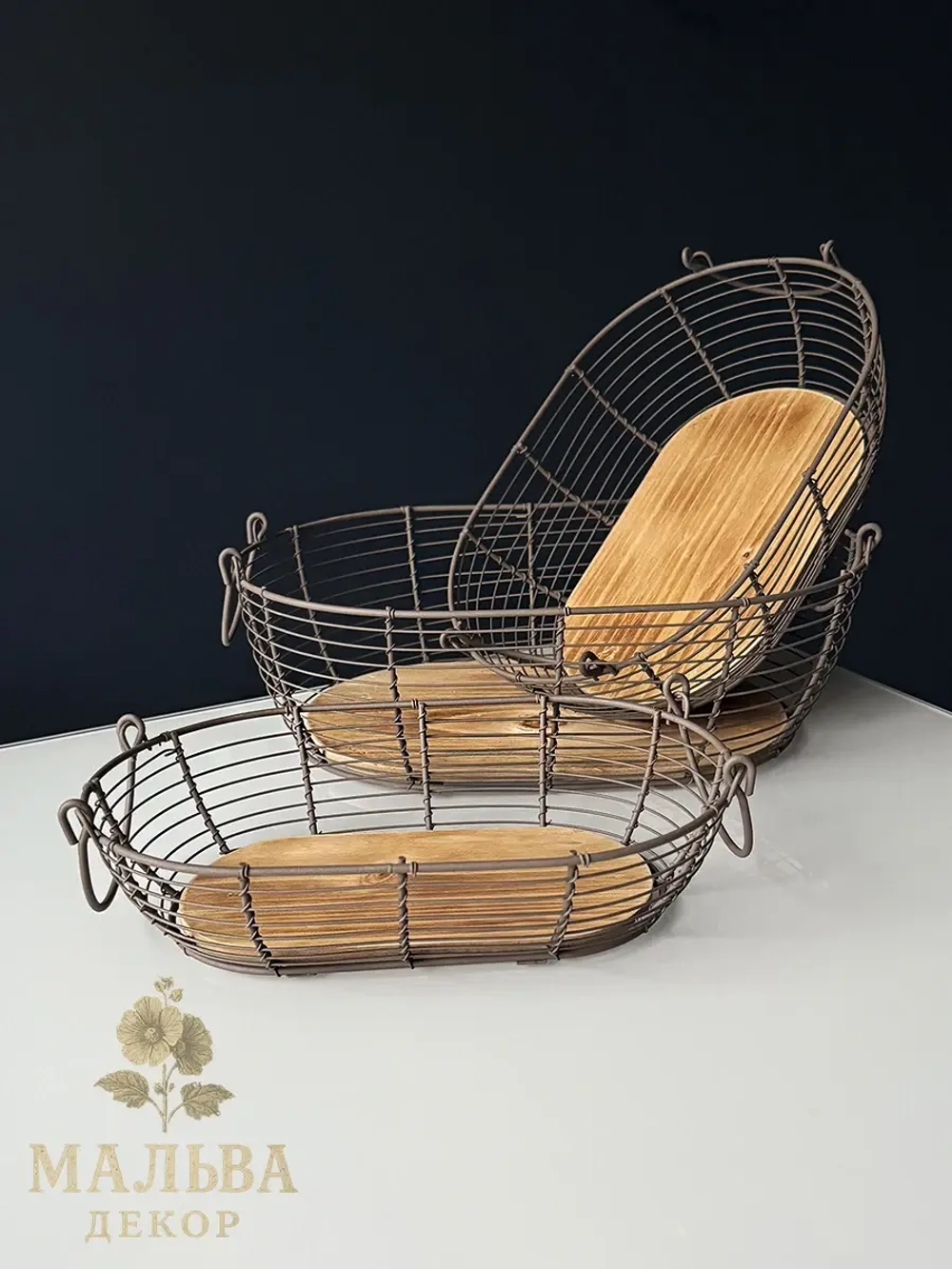 Набор из 3-х корзин "Вуден" 36x25x11 см, 32x21x9 см, 28x17x6.5 с