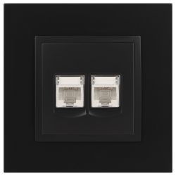 14-3108-05 ЭРА Розетка 2хRJ45, IP20, антрацит