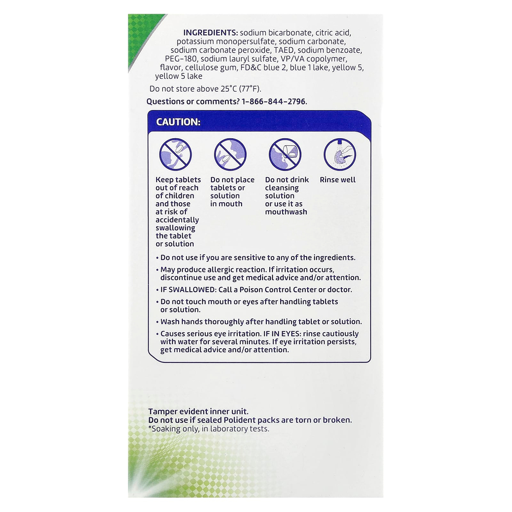 Polident, Антибактериальное средство для очищения зубных протезов, 84 таблетки