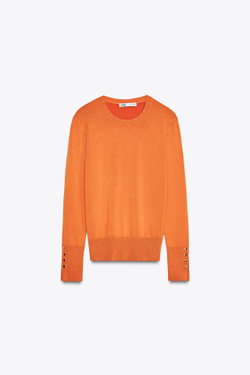 ZARA БАЗОВЫЙ ОДНОТОННЫЙ ДЖЕМПЕР, ЦВЕТ ЖЖЕНОГО АПЕЛЬСИНА