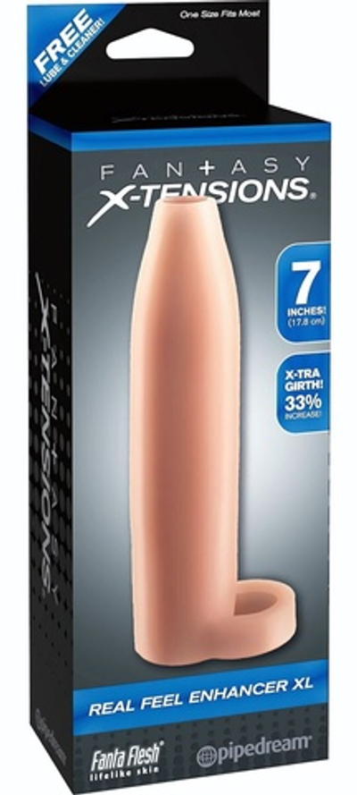 Телесная насадка Real Feel Enhancer XL - 17 см. (Цвет: телесный)