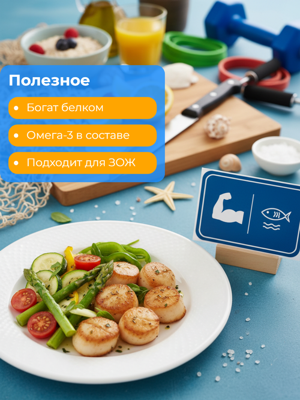 Гребешки свежемороженые без икры 10/20 (8% глазурь) 1 кг