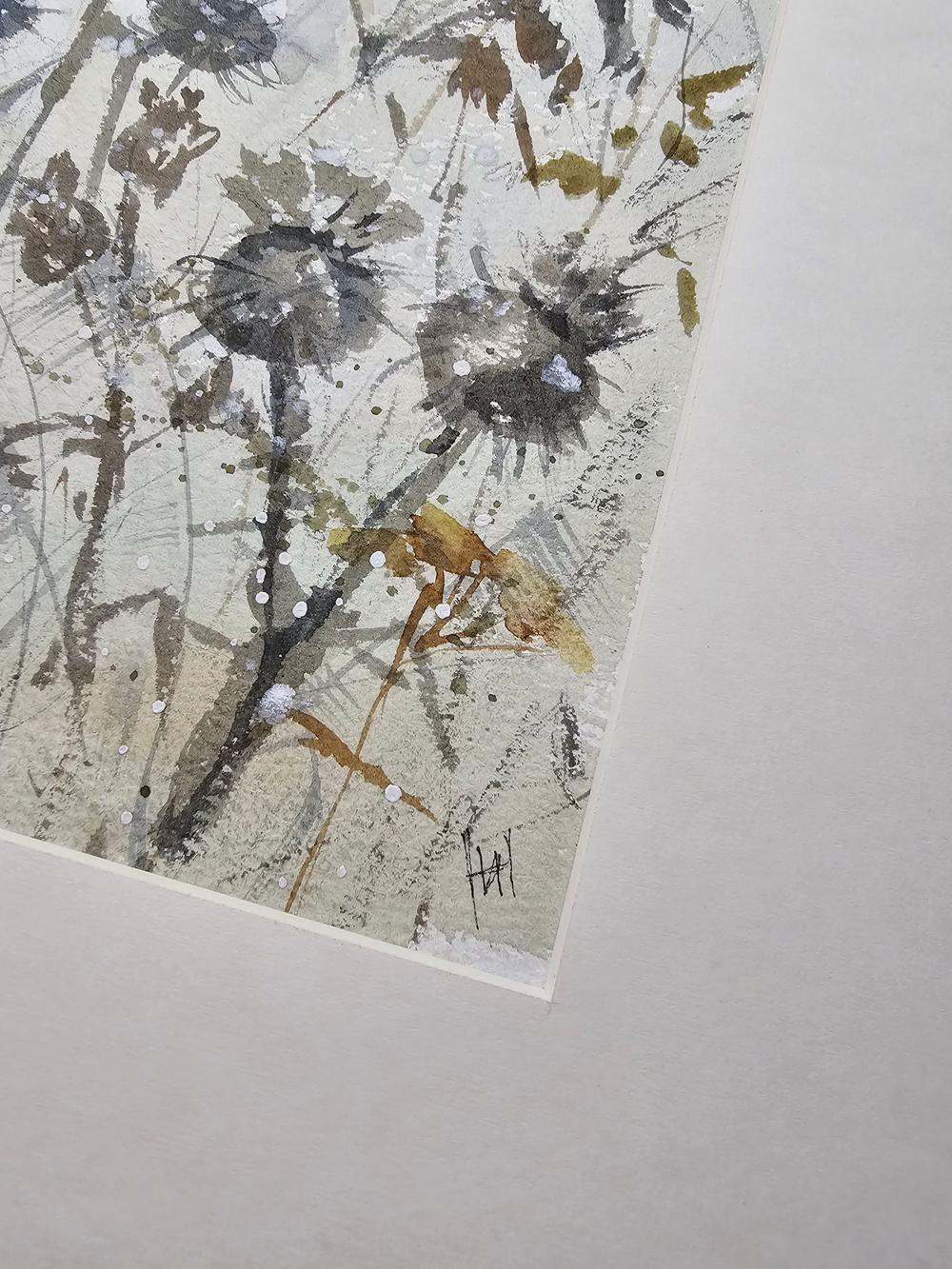 Картина авторская акварельная в паспарту 40х50 см на стену для интерьера "А за околицей..."