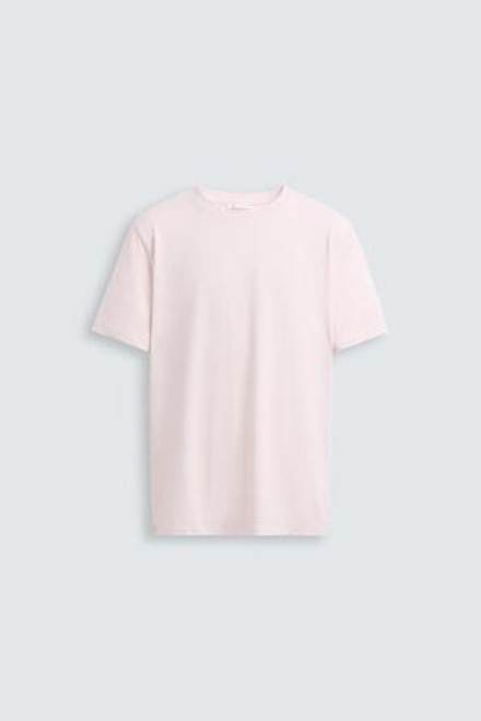 ZARA БАЗОВАЯ ПРИТАЛЕННАЯ ФУТБОЛКА SLIM FIT, БЛЕДНО-РОЗОВЫЙ
