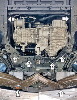 Защита картера двигателя, КПП. 2 мм, Сталь. для GAC Empow 2025-н.в., Motodor.77807