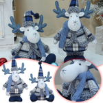 Новогодняя игрушка ручной работы, олень с рогами. Рождественское и новогоднее украшение под елку, сидячий