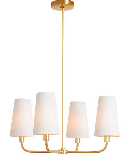 Золотая люстра “Ансель” с белыми абажурами