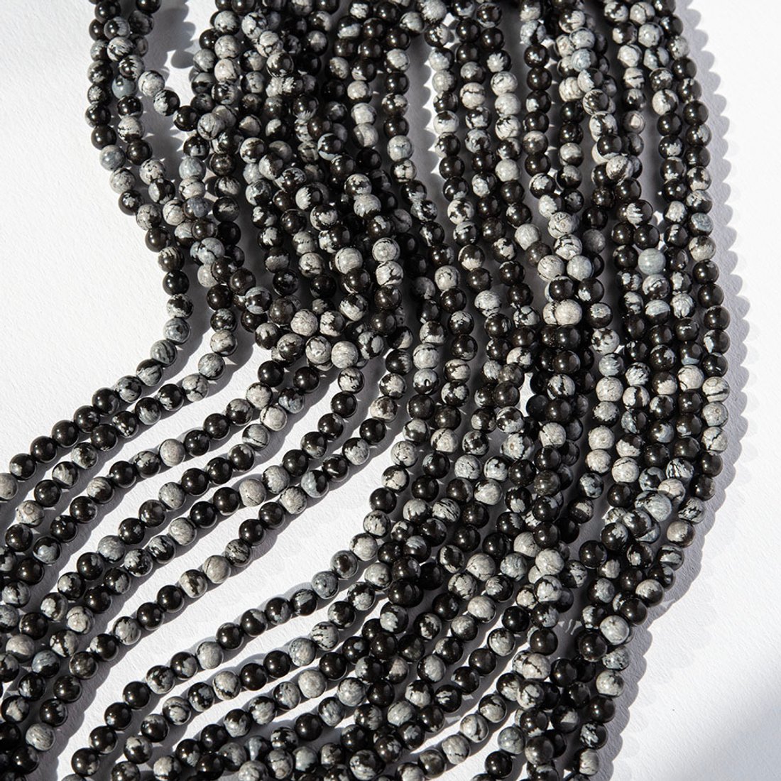 Снежный обсидиан натуральный, бусины в форме шара 3,3мм