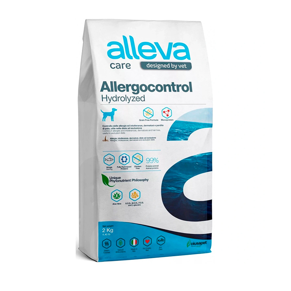 Диетический полнорационный корм Alleva Care Allergocontrol Аллева при аллергии у собак 2кг