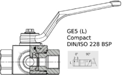 Кран 3-х ходовой шаровый BSP 1/4 DN 06 P=500 GE5L compact