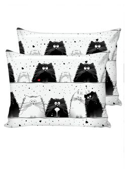 Постельное белье сатин Milky Garden "Tomcat" 1,5-спальный на молнии Наволочка 50х70 см 2 шт Простынь на резинке 90х200 см Пододеяльник 145х215 см