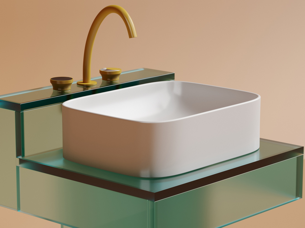 Умывальник чаша накладная прямоугольная (цвет Белый Матовый) Element 505x380x150мм