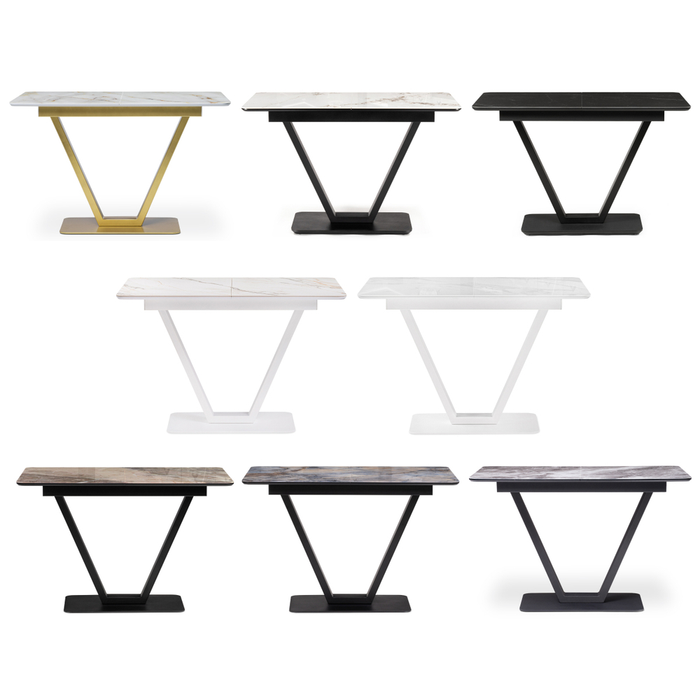 Керамический стол Woodville на тумбе Бугун 120(160)х80х77 белый мрамор с прожилками, белый