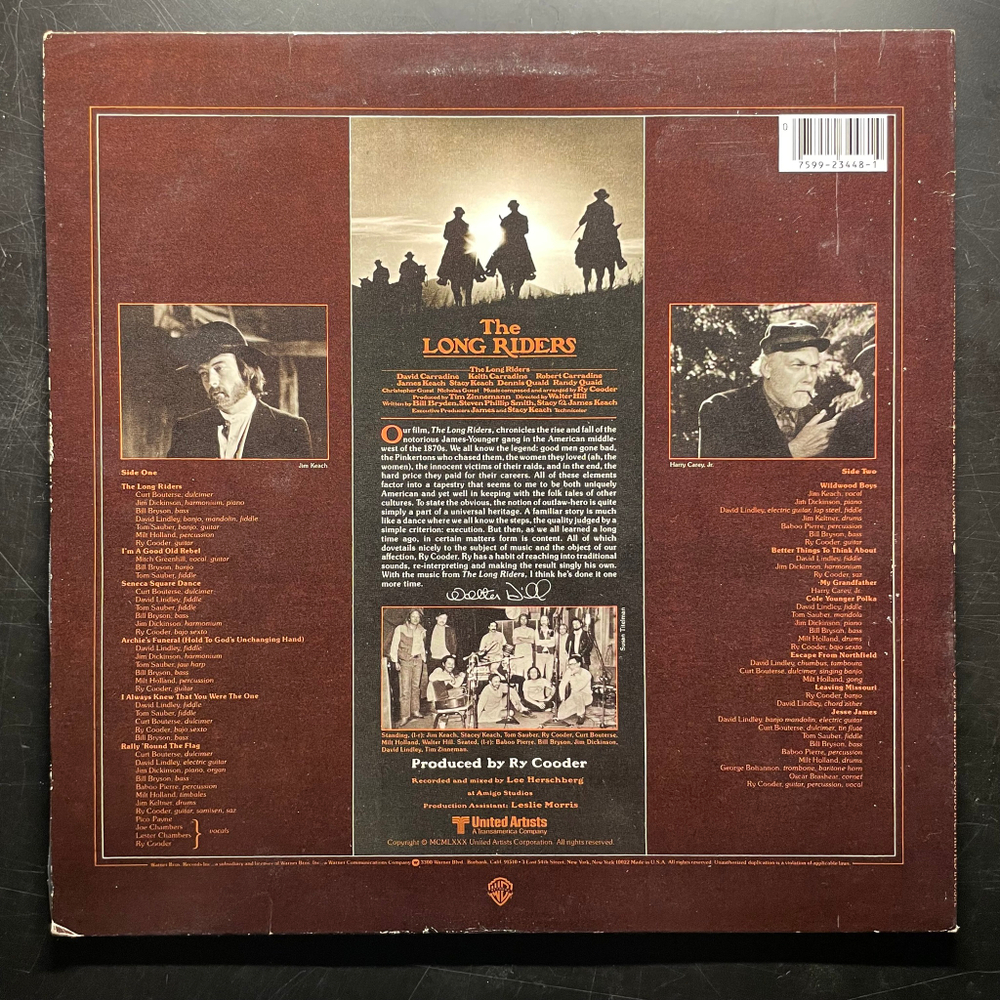Ry Cooder ‎– The Long Riders - Original Sound Track (США 1980г.)
