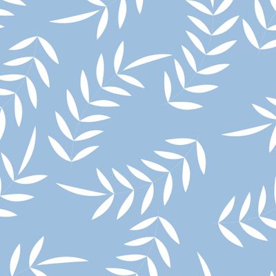 Белые веточки на голубом фоне