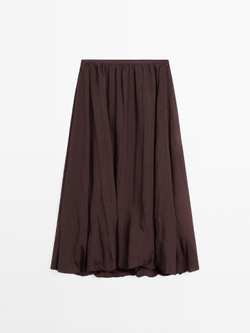 Massimo Dutti Юбка миди свободного кроя с плиссировкой, бургундский
