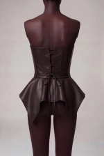 Корсет топ кожаный с баской корректирующий вечерний