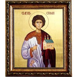 Стефан Святой первомученик, архидиакон и апостол. Икона на холсте.