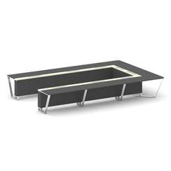 Steel Meet Стол переговорный П-образный MMK-PR.B.SP-15P Антрацит/Ваниль Глянец/Нержавеющая Сталь/Хро