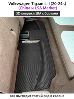 Автомобильные коврики ЭВА с бортами для 3-х рядов Volkswagen Tiguan L II (China и USA Market) 20-24г.