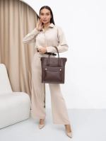 Сумка тоут коричневая из экокожи