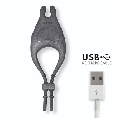 Черное эрекционное виброкольцо с управлением через приложение (Цвет: серый)