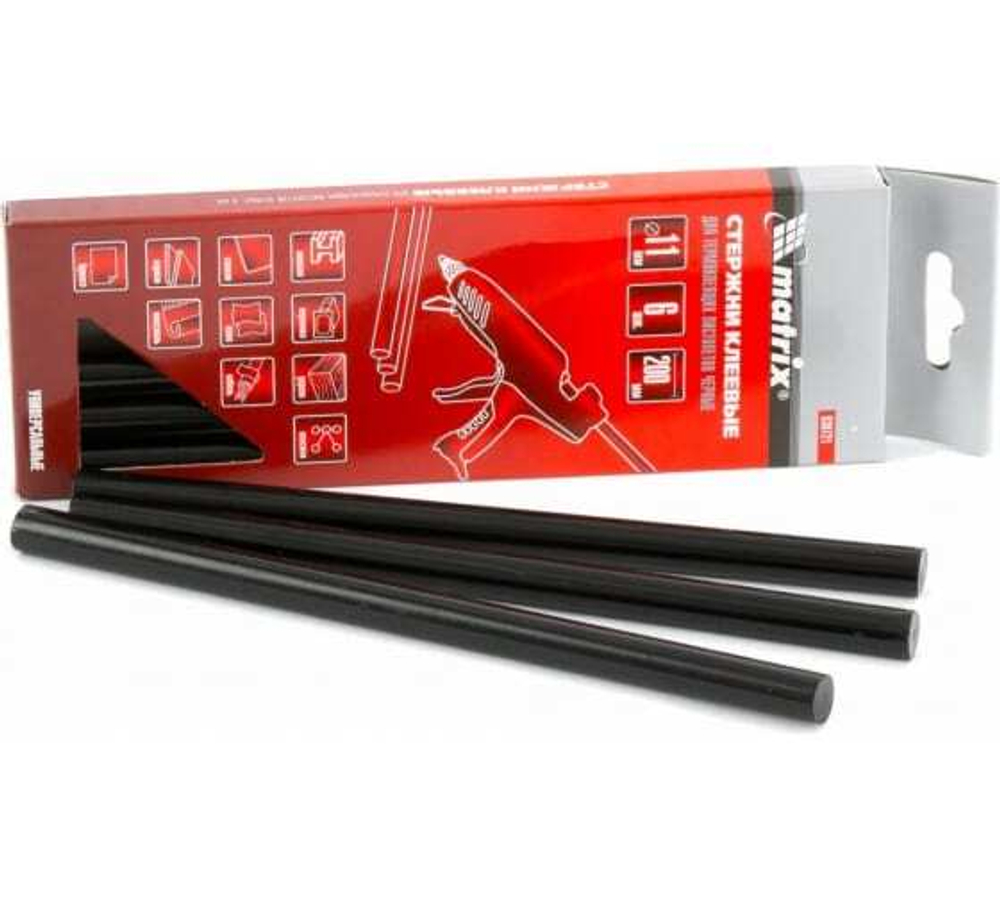 СТЕРЖНИ КЛЕЕВЫЕ MATRIX ЧЕРНЫЕ 11Х200ММ 6ШТ 930721