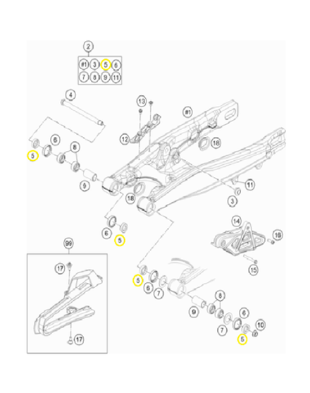 Втулка сальника маятника KTM SX-85/Freeride, HQV TC-85, GASGAS MC-85 15X25X9