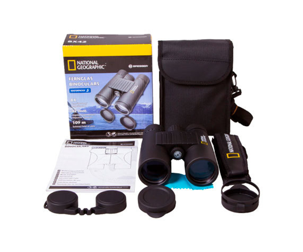 Комплект поставки бинокля Bresser National Geographic 8x 42