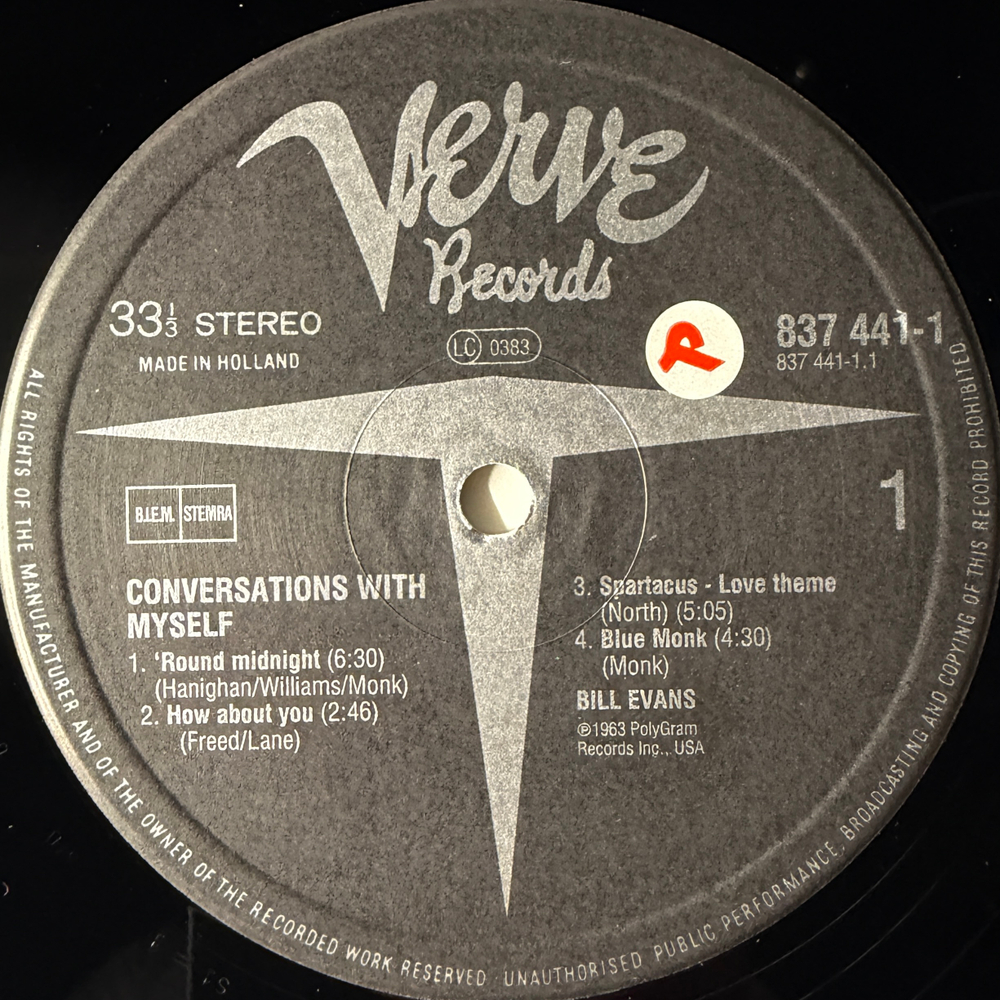 Bill Evans ‎– Conversations With Myself (Голландия)