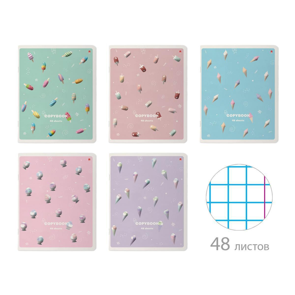 Тетрадь А5 48л. клетка "Эскимошки", 5 видов (Альт)